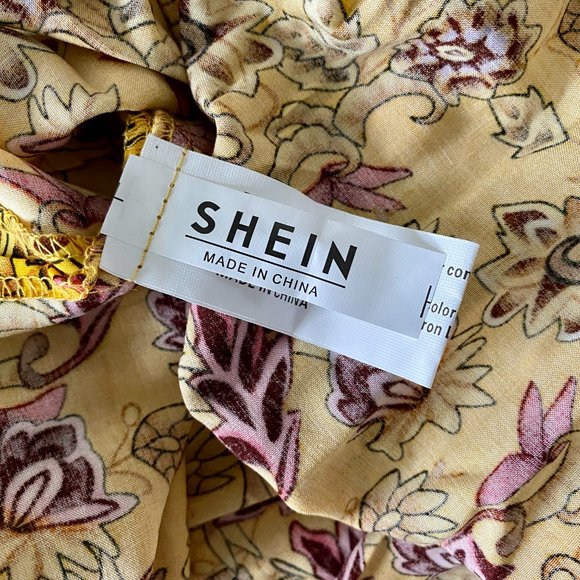 Long Sleeve Yellow Floral Maxi Dress from Shein with Purple Detail - Picture 13 of 14